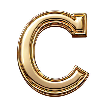 Golden Ornate Letter C Elegant Typography On Transparent Background