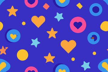 mixed small icons hearts stars circles scattered