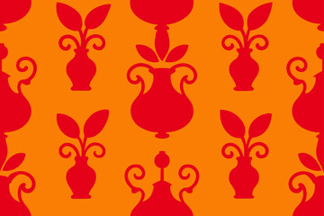 ornate repeating dutch motifs vases leaves design
