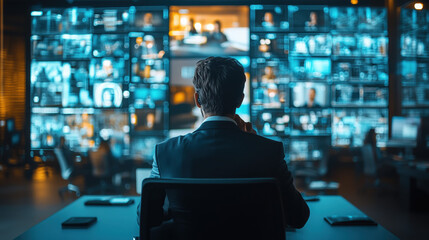 tech professionals connecting via cloud-based video call in a modern office