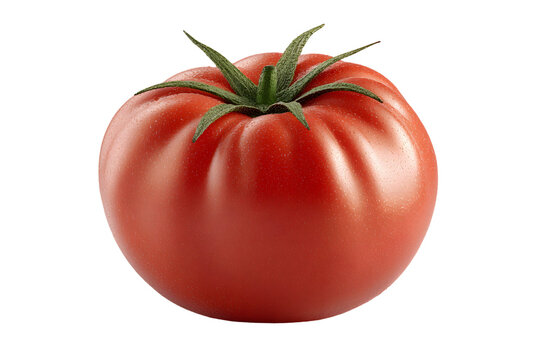 Studio shot of a vibrant red tomato, isolated on a black background close-up