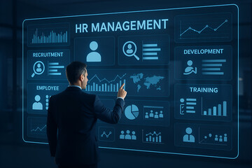 Hr management software dashboard for recruitment employee training and development analysis tool