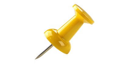 yellow push pin, push pin isolated on transparent background