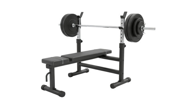 a barbell bench press isolated on a transparent background