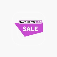 Vibrant Purple Geometric Sale Banner – Up to 30% Discount Promotional Design