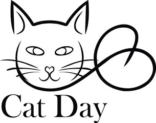 International Cat Day Silhouette Design