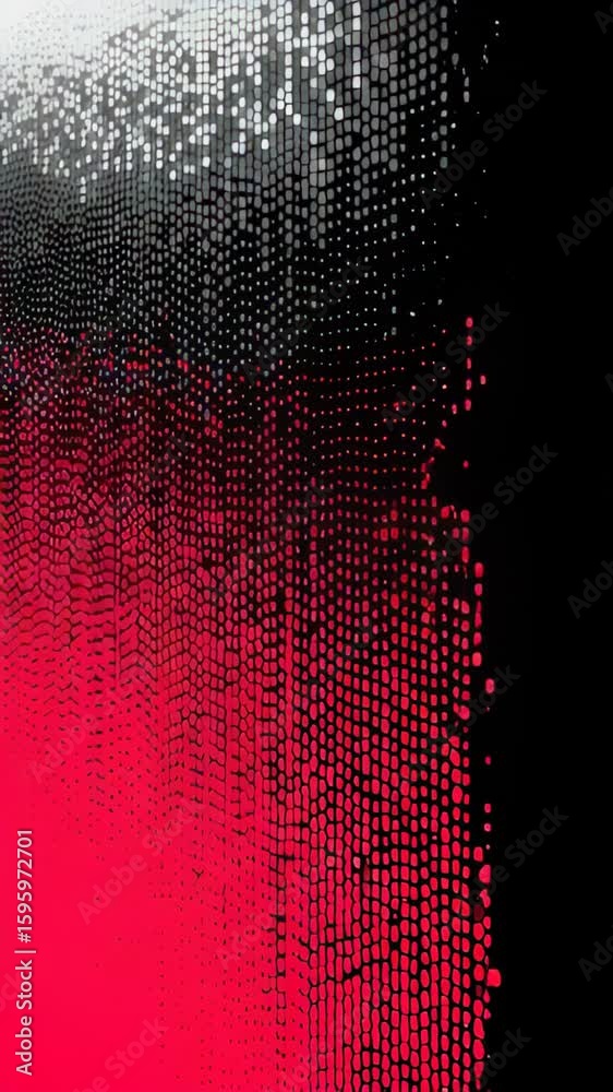 Poster colorful abstract pattern with dots creating a gradient effect in black and red shades