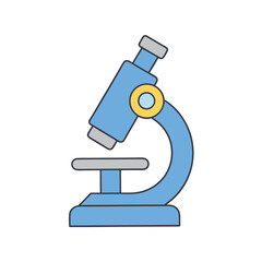 Blue Microscope Icon Illustration for Science and Education