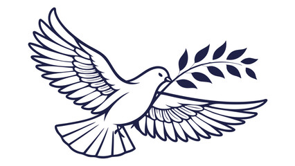 Obraz premium Flying Dove Carrying Olive Branch Symbolizing Peace and Hope.
