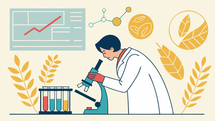 Focused Scientist Examining Samples Under Microscope.