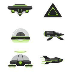 set illustration minimalist geometric flat vector design of 4 anti gravity transport robots