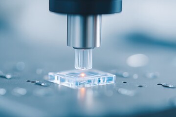 close-up of scientist using electroporation cuvette to transform cells voltage pulses subtle arcs visible