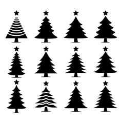 Obraz premium Set of Christmas tree silhouette vector. 