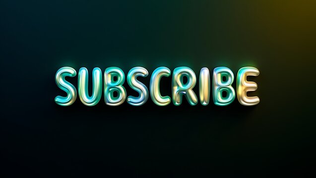 Subscribe Metallic Balloon Letters on Dark Background for Social Media Engagement