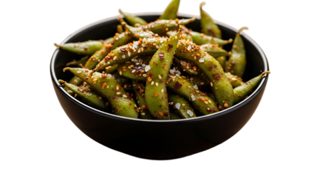 Green Edamame Pods With Sesame Seeds soybeans appetizer