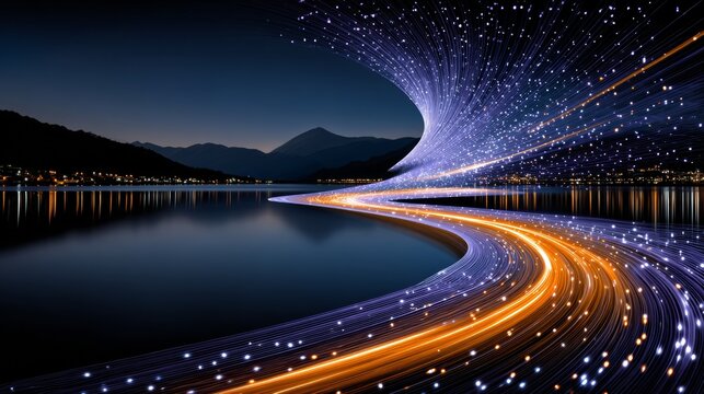 Vibrant electric swirl overlay featuring glowing light trails and magical clean lines highlights