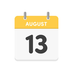 8月13日･August 13の日めくりカレンダーのアイコン - 8/13の日付入りの暦のデザイン素材