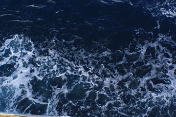 Dark Ocean Waves Crashing, Aerial View