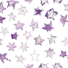 Purple crumpled star pattern stickers isolated on transparent background
