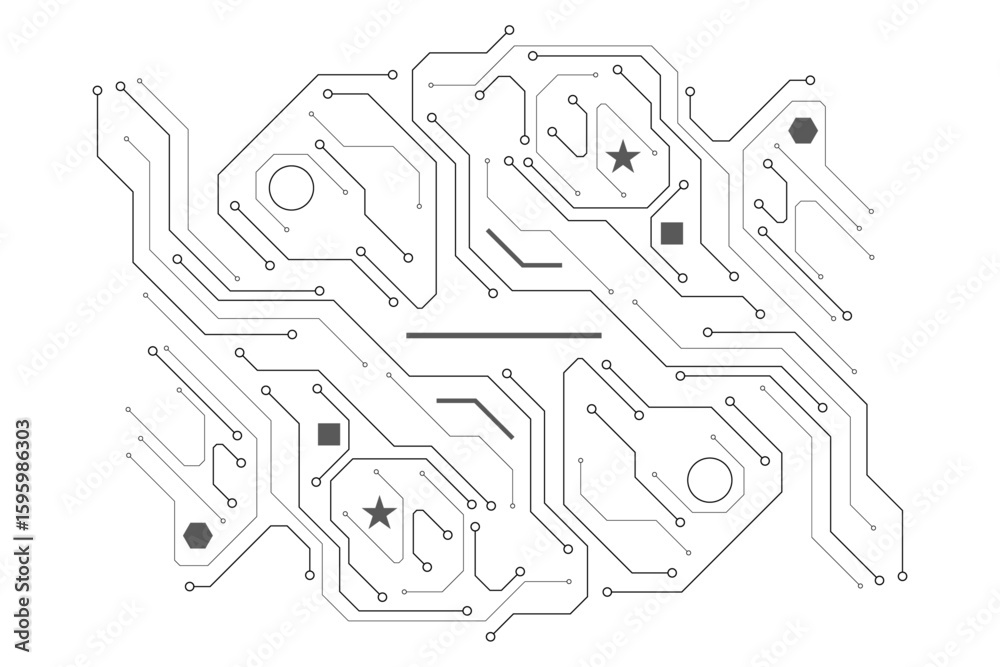 Aufkleber Vector Technology black circuit diagram concept. Abstract technology on white background. High-tech circuit board.