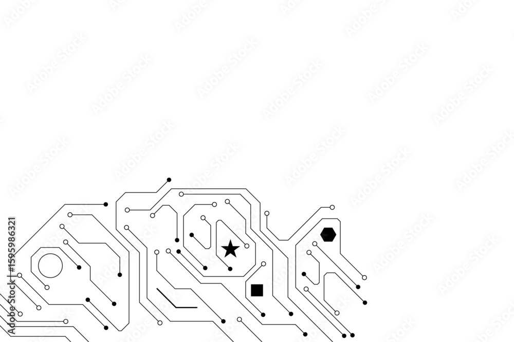 Aufkleber Vector Technology black circuit diagram concept. Abstract technology on white background. High-tech circuit board.
