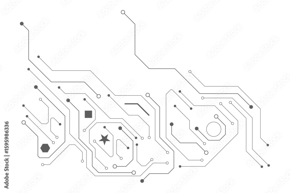 Aufkleber Vector Technology black circuit diagram concept. Abstract technology on white background. High-tech circuit board.