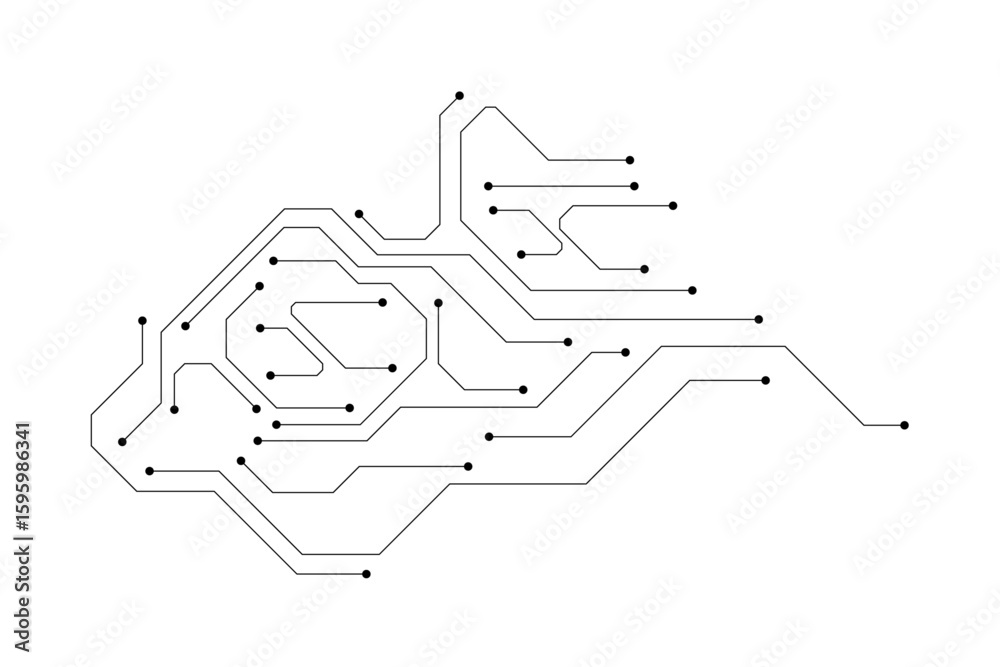 Aufkleber Vector Technology black circuit diagram concept. Abstract technology on white background. High-tech circuit board.