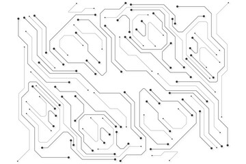 Technology black circuit diagram concept. High-tech circuit board connection system.Vector abstract technology on a white background.