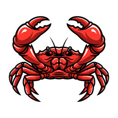 Red Crab Cartoon Illustration – Ocean Marine Animal Clipart, Coastal Seafood Art Design, Fun Beach Graphic for Stickers, T-Shirts, Logos, Menus, Decor


