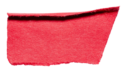 Red torn piece of blank paper note cardboard with rough texture folded edge and copy space for text, transparent png background design element
