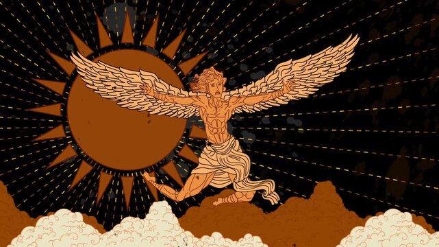 greek mythology icarus flying close to the sun