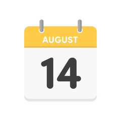 8月14日･August 14の日めくりカレンダーのアイコン - 8/14の日付入りの暦のデザイン素材