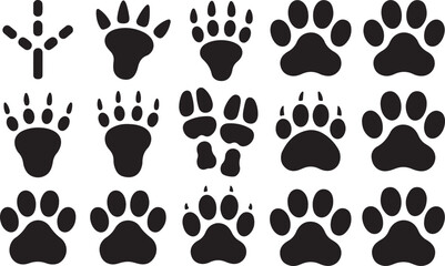 Fototapeta premium Animal Paw Prints Collection track footprint