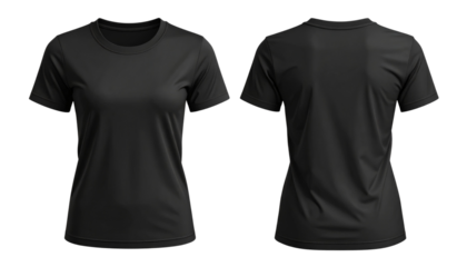 Flat Lay Black Women’s Crop Top Tee  Mockup with Round Neck and Side Seams, Transparent PNG