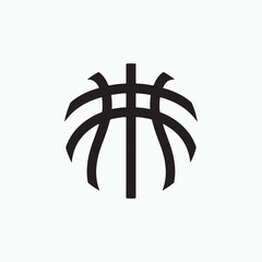Black abstract basketball graphic on white background