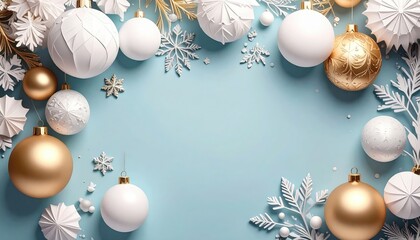 Festive holiday decorations winter wonderland image composition cheerful atmosphere bird's eye view celebration spirit