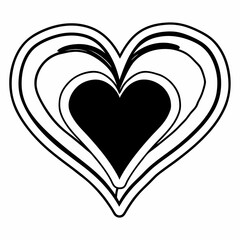 Outlined heart shape with a solid black heart inside and multiple layers of outlined hearts around it