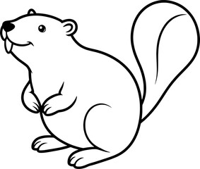 Fototapeta premium Cartoon Beaver Vector: Smiling, Flat Design Illustration. Wildlife Animal Icon