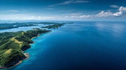 Obraz premium High altitude aerial view of deep blue ocean surface revealing gentle wave patterns