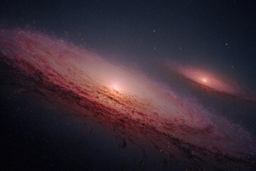 Colorful Spiral Galaxy in Deep Space