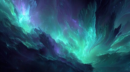Abstract Cosmic Nebula Landscape With Vibrant Colors