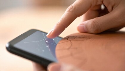 Close-Up of Hand Tracing Fine Crack Lines on Clay Vessel Surface