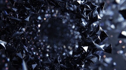 Abstract Geometric Design With Black Triangles And Glowing Circle