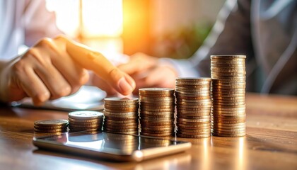 Close-Up Macro View of Vintage Coins Illuminated by Soft Light