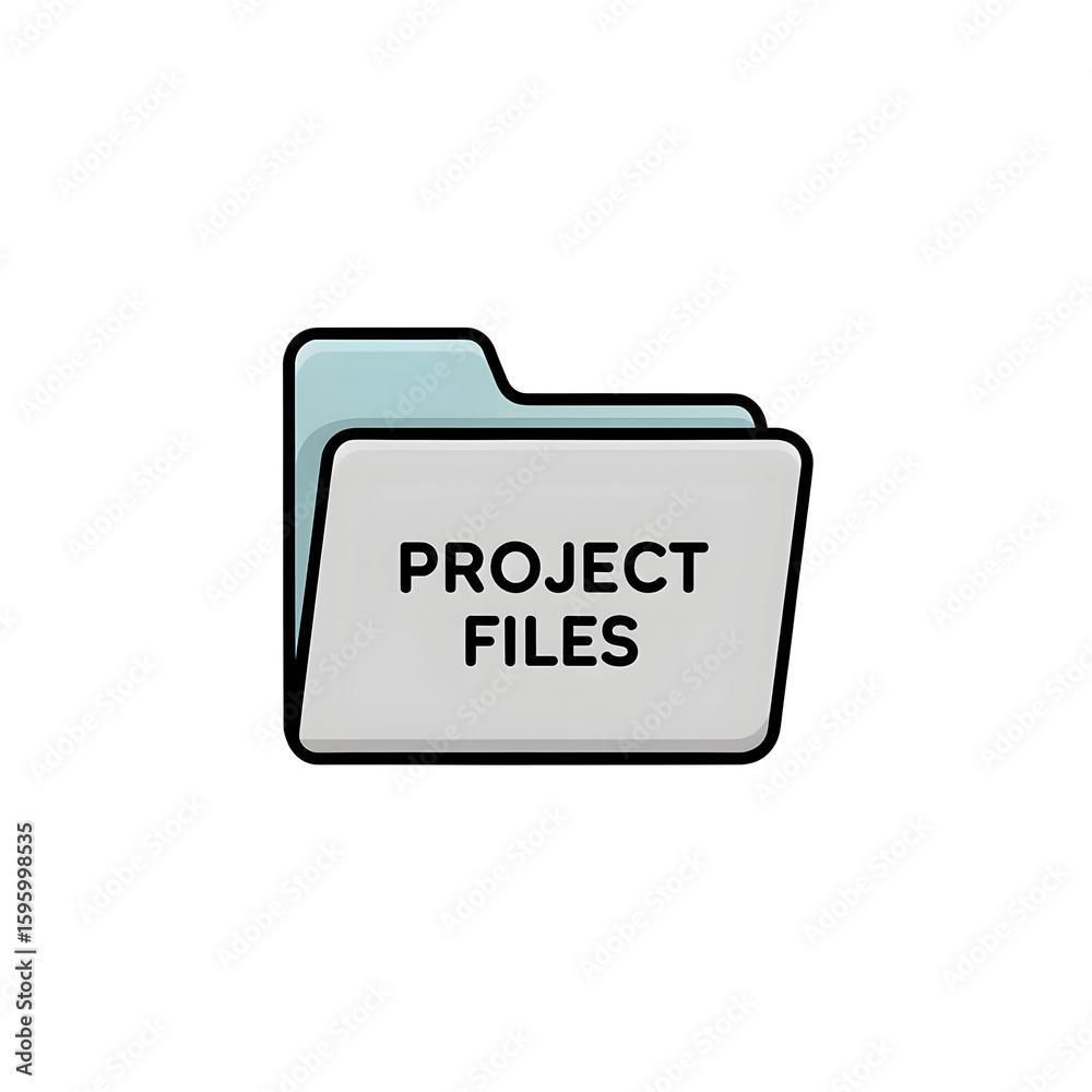Fototapete a light teal and gray digital file folder icon illustration with the text project files in black san