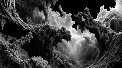 Abstract Black And White Cave-Like Structures