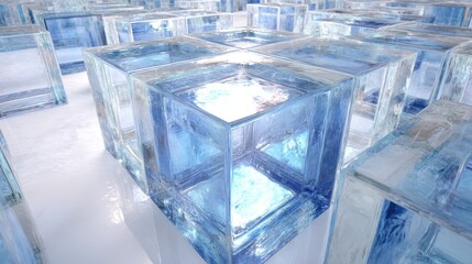 Abstract Ice Cubes Pattern with Glowing Center