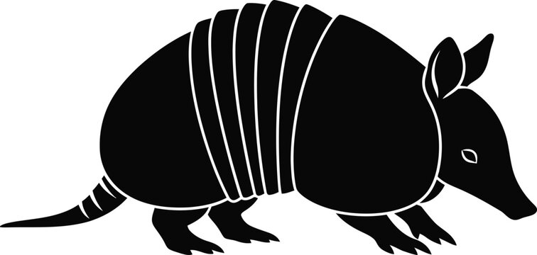 Vector art of black armadillo silhouette isolated on transparent background