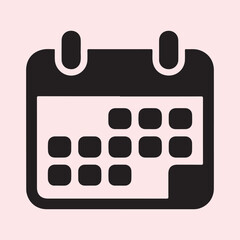 Simple Black Calendar Icon on Light Background
