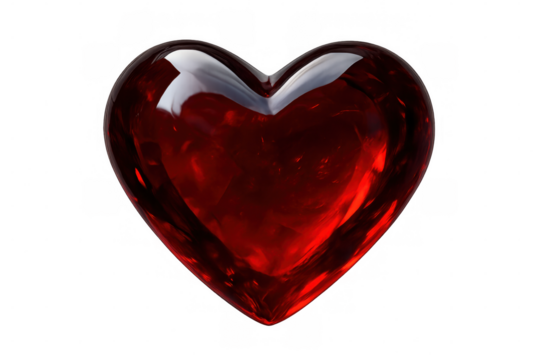 Glossy red heart rotating on a transparent background, perfect for valentine's day or any romantic project